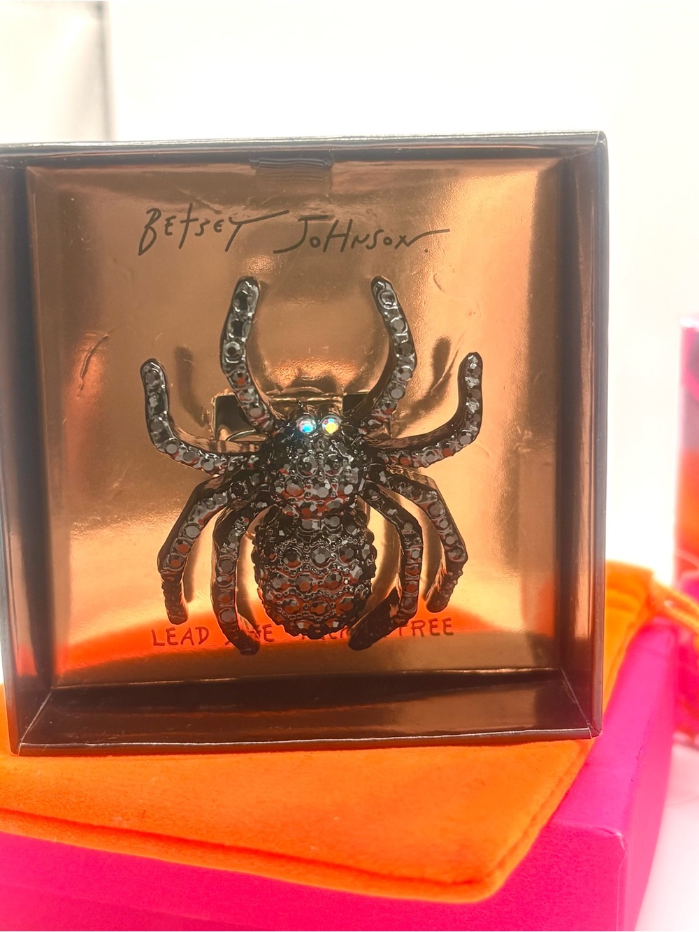 Betsey Johnson Black Rhinestone Spider Brooch